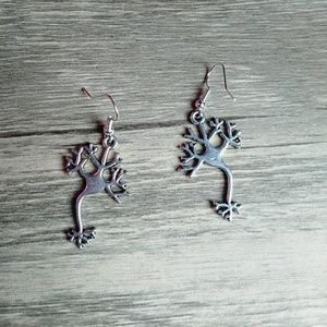 Sale2 for $15 Silver Neuron cell earrings science
